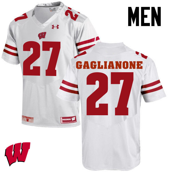 Wisconsin Badgers Men's #27 Rafael Gaglianone NCAA Under Armour Authentic White College Stitched Football Jersey HX40J21BL
